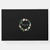Romantic Blush Flowers Gold Lijst Black Wedding Gastenboek (Achterkant)