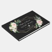Romantic Blush Flowers Gold Lijst Black Wedding Gastenboek (Hoek)