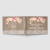 Romantic Blush Flowers Lace Wood Weddenschap Gastenboek (Volledig)