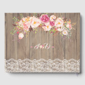 Romantic Blush Flowers Lace Wood Weddenschap Gastenboek (Achterkant)