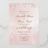 Romantic Blush Garden Rozen 2 met Roos Folie Uitnodiging (Voorkant)