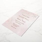 Romantic Blush Garden Rozen 2 met Roos Gold Folie Uitnodiging (Gedraaid)