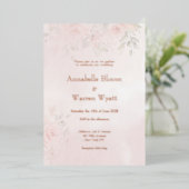 Romantic Blush Garden Rozen 2 met Roos Gold Folie Uitnodiging (Staand Voorkant)
