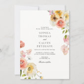 Romantic Blush Garden Wedding Invitation Kaart (Voorkant)