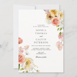 Romantic Blush Garden Wedding Invitation Kaart