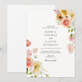 Romantic Blush Garden Wedding Invitation Kaart (Voorkant / Achterkant)