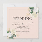 Romantic Blush & Green Glitter Square Weddenschap Kaart (Voorkant)