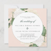 Romantic Blush & Green Wedding Invitation Kaart (Voorkant)