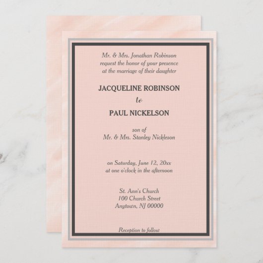 Romantic Blush Grey Waterverf Kaart (Voorkant / Achterkant)