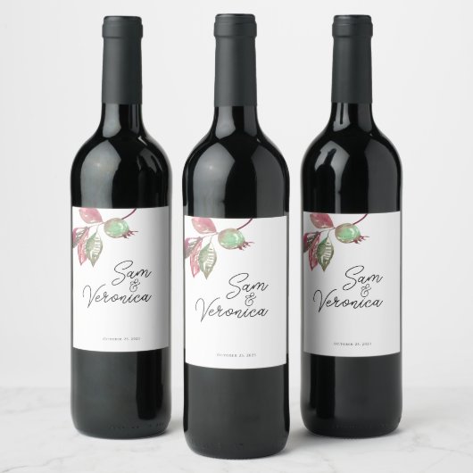Romantic Blush Mauve Floral Weddenschap Wine Label Wijn Etiket (Flessen)