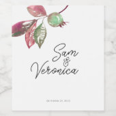 Romantic Blush Mauve Floral Weddenschap Wine Label Wijn Etiket (Enkel label)