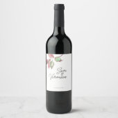 Romantic Blush Mauve Floral Weddenschap Wine Label Wijn Etiket (Voorkant)