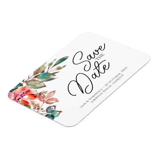 Romantic Blush Mauve Horizontal Save the Date Magneet (Linkerzijde)