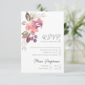 Romantic Blush Mauve Vertical RSVP-kaart RSVP Kaartje (Staand voorkant)