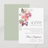 Romantic Blush Mauve Vertical RSVP-kaart RSVP Kaartje (Voorkant / Achterkant)
