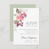 Romantic Blush Mauve Vertical RSVP-kaart RSVP Kaartje (Voorkant / Achterkant)