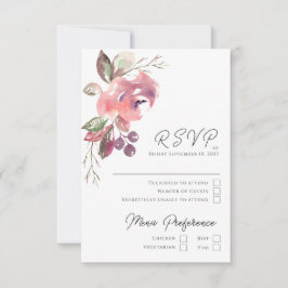 Romantic Blush Mauve Vertical RSVP-kaart RSVP Kaartje
