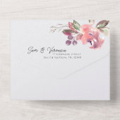 Romantic Blush Mauve Waterverf Floral All In One Uitnodiging (Achterkant)