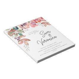Romantic Blush Mauve Waterverf Floral Weddenschap  Notitieblok