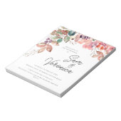 Romantic Blush Mauve Waterverf Floral Weddenschap  Notitieblok (Linkerzijde)