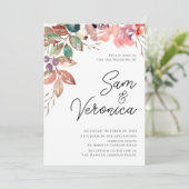 Romantic Blush Mauve Waterverf Floral Wedding Kaart (Staand voorkant)