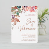 Romantic Blush Mauve Waterverf Roos Gold Foil in Folie Uitnodiging (Staand Voorkant)