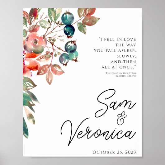 Romantic Blush Mauve Weddenschap Welkom Poster (Voorkant)