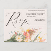 Romantic Blush Painted Floral Wedding RSVP QR Code Informatiekaartje (Voorkant)