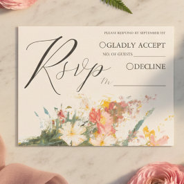 Romantic Blush Painted Floral Wedding RSVP QR Code Informatiekaartje