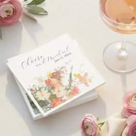 Romantic Blush Painted Floral Wedding Servet