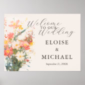 Romantic Blush Painted Floral Wedding Welcome Poster (Voorkant)