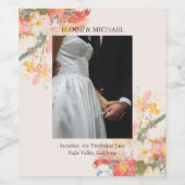 Romantic Blush Painted Floral Wedding Wijn Etiket (Enkel label)