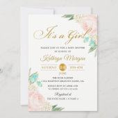 Romantic Blush Peach Roos Garden Baby shower Kaart (Voorkant)