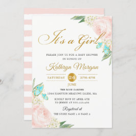 Romantic Blush Peach Roos Garden Baby shower Kaart