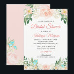 Romantic Blush Peach Vrijgezellenfeest Kaart<br><div class="desc">Romantic Blush Peach Floral Blossom Bridal Shower Invitation</div>