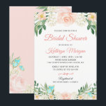 Romantic Blush Peach Vrijgezellenfeest Kaart<br><div class="desc">Romantic Blush Peach Floral Blossom Bridal Shower Invitation</div>