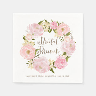 Romantic Blush Peonies Wreath Bridal Brunch Servet