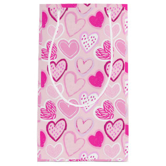 Romantic Blush Pink and Magenta Patterned Heart Klein Cadeauzakje