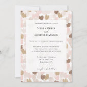 Romantic Blush Pink Brown Cream Hearts Wedding Kaart (Voorkant)