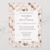 Romantic Blush Pink Brown Cream Hearts Wedding Kaart (Voorkant / Achterkant)