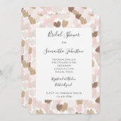 Romantic Blush Pink Brown Hearts Bridal Shower Kaart (Voorkant / Achterkant)
