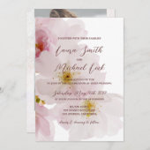 Romantic Blush Pink Cherry Blossom Foto Weduwschap Kaart (Voorkant / Achterkant)