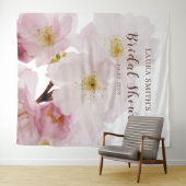 Romantic Blush Pink Cherry Blossom Vrijgezellenfee Wandkleed (In Situ (horizontaal))