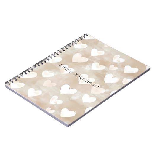 Romantic Blush Pink Cream Cream Hearts   Notitieboek (Linkerzijde)