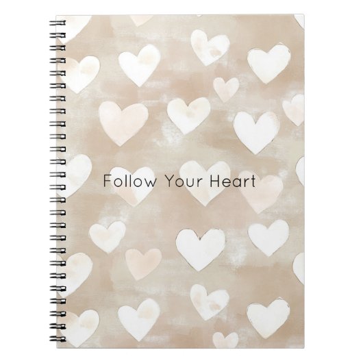 Romantic Blush Pink Cream Cream Hearts   Notitieboek (Voorkant)