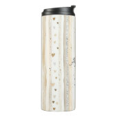 Romantic Blush Pink Cream Cream Hearts Stripes Thermosbeker (Gedraaid links)