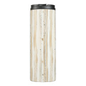 Romantic Blush Pink Cream Cream Hearts Stripes Thermosbeker (Achterkant)