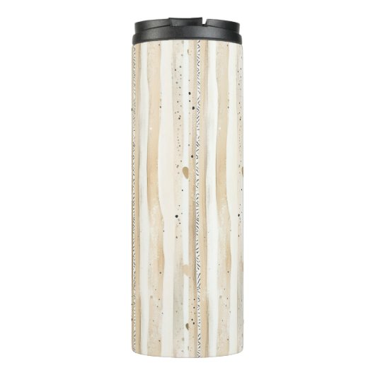 Romantic Blush Pink Cream Cream Hearts Stripes Thermosbeker (Achterkant)