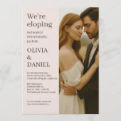 Romantic Blush Pink Elopement Minimalist Photo Kaart (Voorkant)