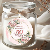 Romantic Blush Pink Floral 50th Birthday Stickers